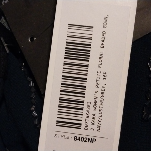 JK ARA Women's Blue 3/4 Sleeve Handmade Beaded Mock  Dress NWT Size 16P - Picture 10 of 10